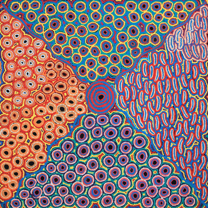 Aboriginal Artwork by Alice Nampijinpa Michaels, Lappi Lappi Jukurrpa, 122x122cm