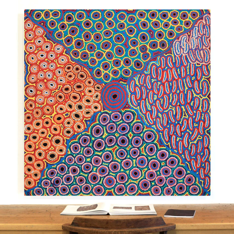 Aboriginal Artwork by Alice Nampijinpa Michaels, Lappi Lappi Jukurrpa, 122x122cm