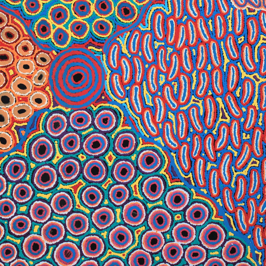 Aboriginal Artwork by Alice Nampijinpa Michaels, Lappi Lappi Jukurrpa, 122x122cm