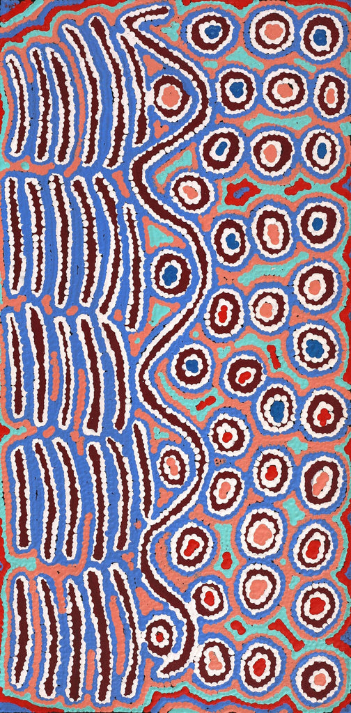Aboriginal Artwork by Alice Nampijinpa Michaels, Lappi Lappi Jukurrpa, 61x30cm