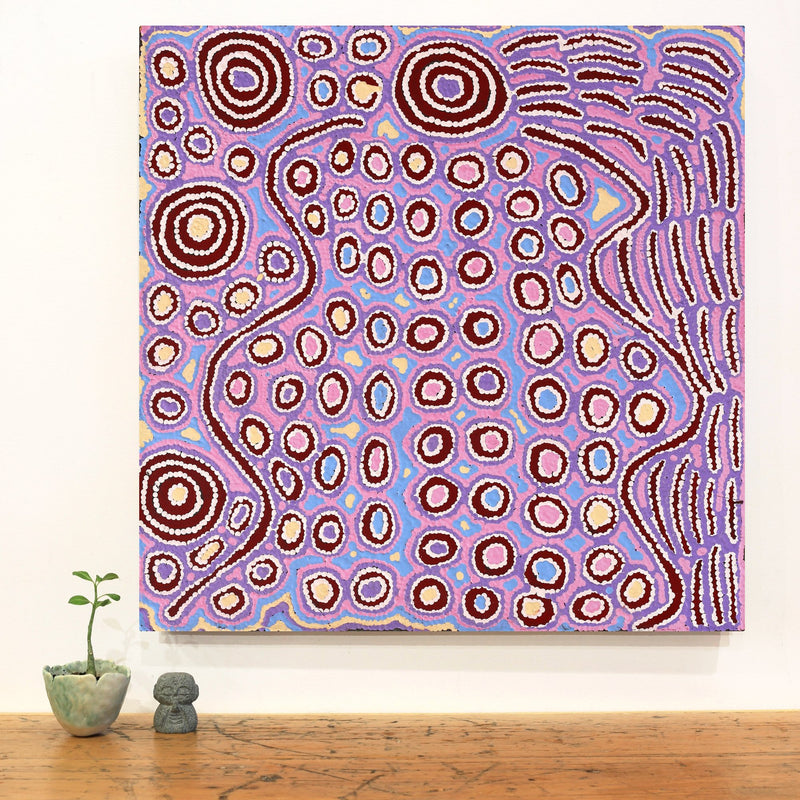 Aboriginal Artwork by Alice Nampijinpa Michaels, Lappi Lappi Jukurrpa, 61x61cm