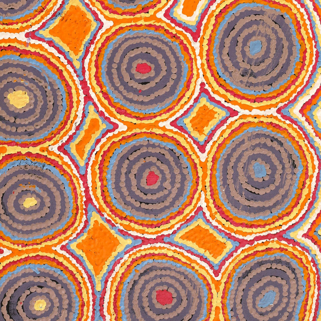 Aboriginal Artwork by Alice Nampijinpa Michaels, Lappi Lappi Jukurrpa, 91x46cm