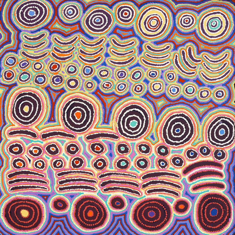 Aboriginal Artwork by Alice Nampijinpa Michaels, Lappi Lappi Jukurrpa, 91x91cm