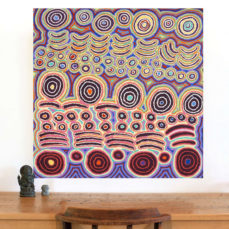 Aboriginal Artwork by Alice Nampijinpa Michaels, Lappi Lappi Jukurrpa, 91x91cm
