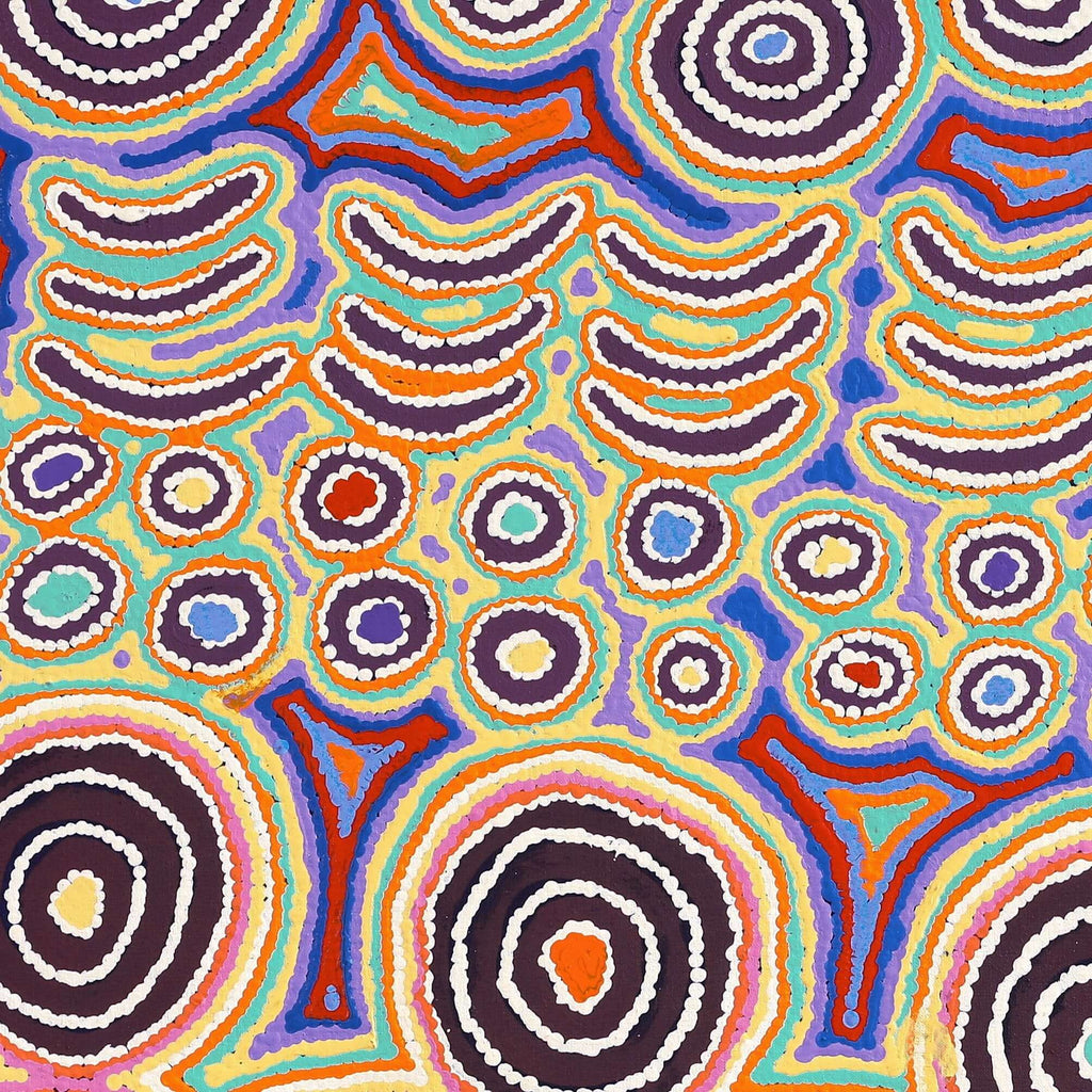 Aboriginal Artwork by Alice Nampijinpa Michaels, Lappi Lappi Jukurrpa, 91x91cm