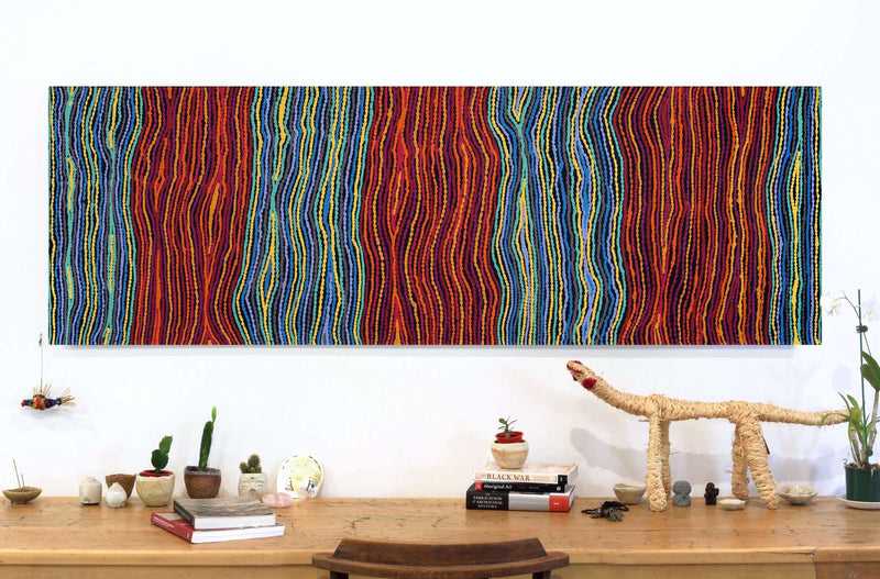 Aboriginal Artwork by Antonia Napangardi Michaels, Lappi Lappi Jukurrpa, 183x61cm