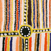 Aboriginal Artwork by Ben Jangala Gallagher, Janyinki Jukurrpa (Janyinki Dreaming), 122x30cm