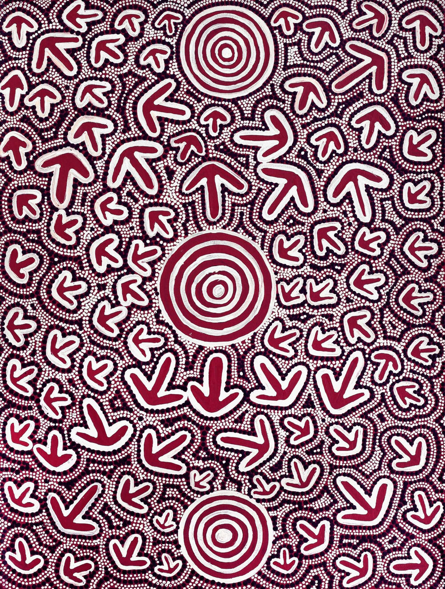 Aboriginal Artwork by Ben Jangala Gallagher, Yankirri Jukurrpa (Emu Dreaming) - Ngarlikurlangu, 61x46cm