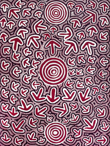 Aboriginal Artwork by Ben Jangala Gallagher, Yankirri Jukurrpa (Emu Dreaming) - Ngarlikurlangu, 61x46cm - ART ARK®