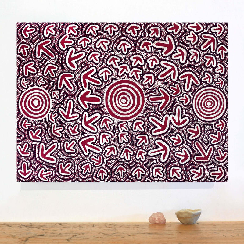 Aboriginal Artwork by Ben Jangala Gallagher, Yankirri Jukurrpa (Emu Dreaming) - Ngarlikurlangu, 61x46cm