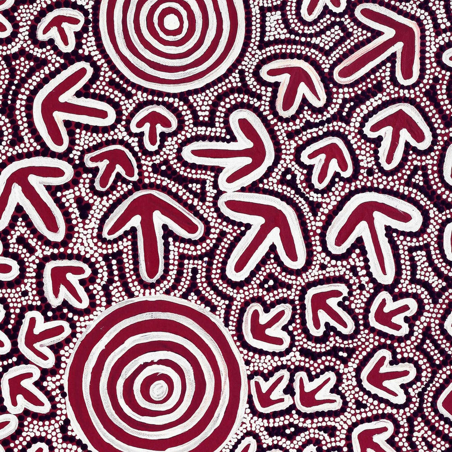Aboriginal Artwork by Ben Jangala Gallagher, Yankirri Jukurrpa (Emu Dreaming) - Ngarlikurlangu, 61x46cm