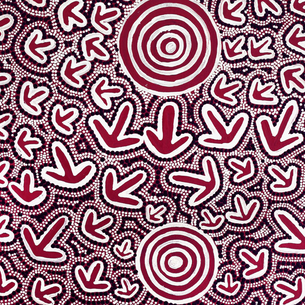Aboriginal Artwork by Ben Jangala Gallagher, Yankirri Jukurrpa (Emu Dreaming) - Ngarlikurlangu, 61x46cm