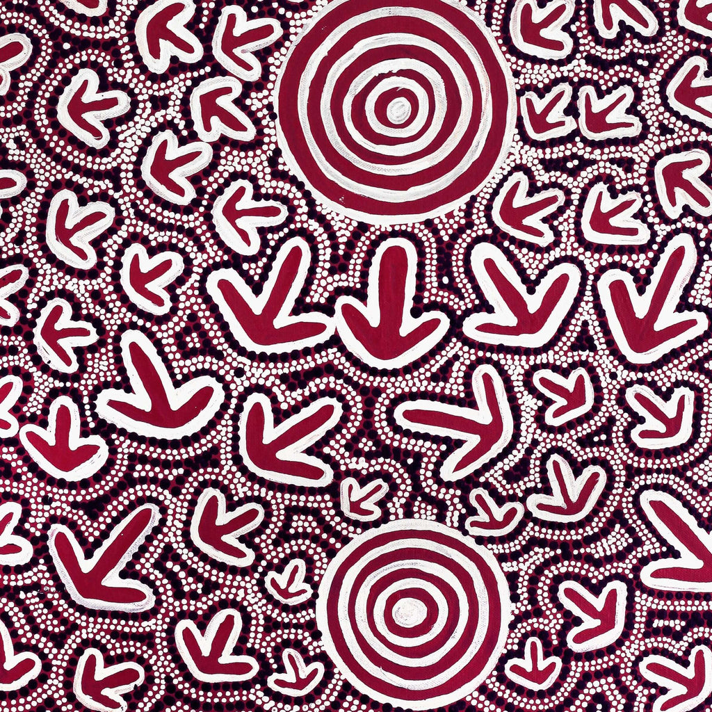 Aboriginal Artwork by Ben Jangala Gallagher, Yankirri Jukurrpa (Emu Dreaming) - Ngarlikurlangu, 61x46cm - ART ARK®
