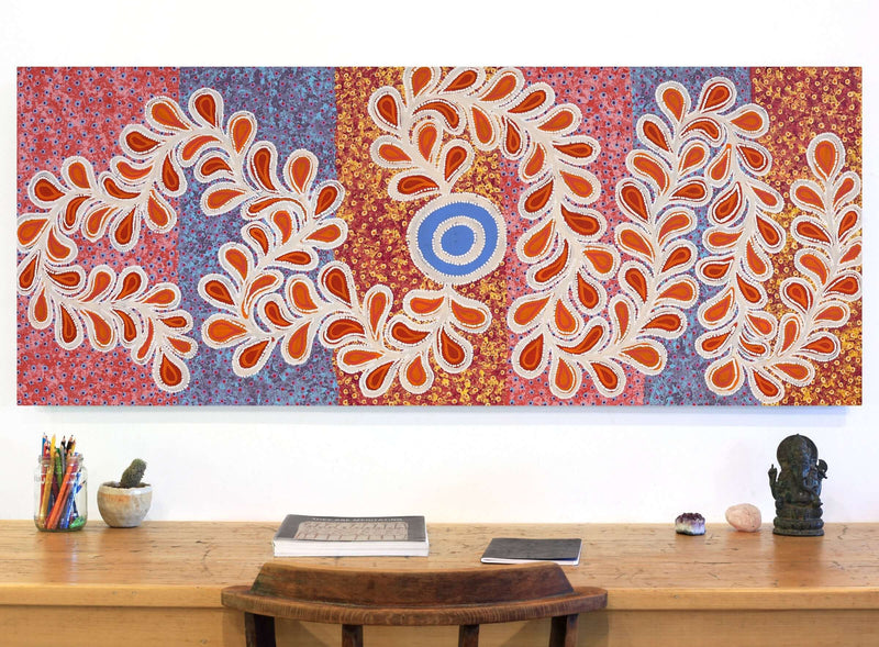 Aboriginal Artwork by Brenda Punytjina Armstrong, Honey Grevillea Dreaming, 152x61cm