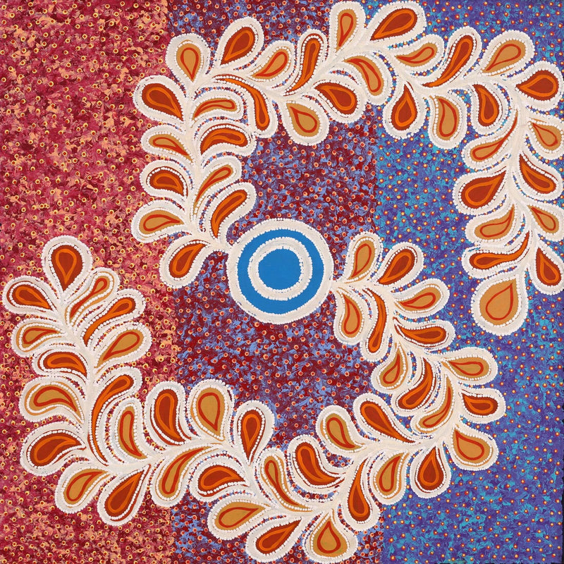 Aboriginal Artwork by Brenda Punytjina Armstrong, Honey Grevillea Dreaming, 91x91cm