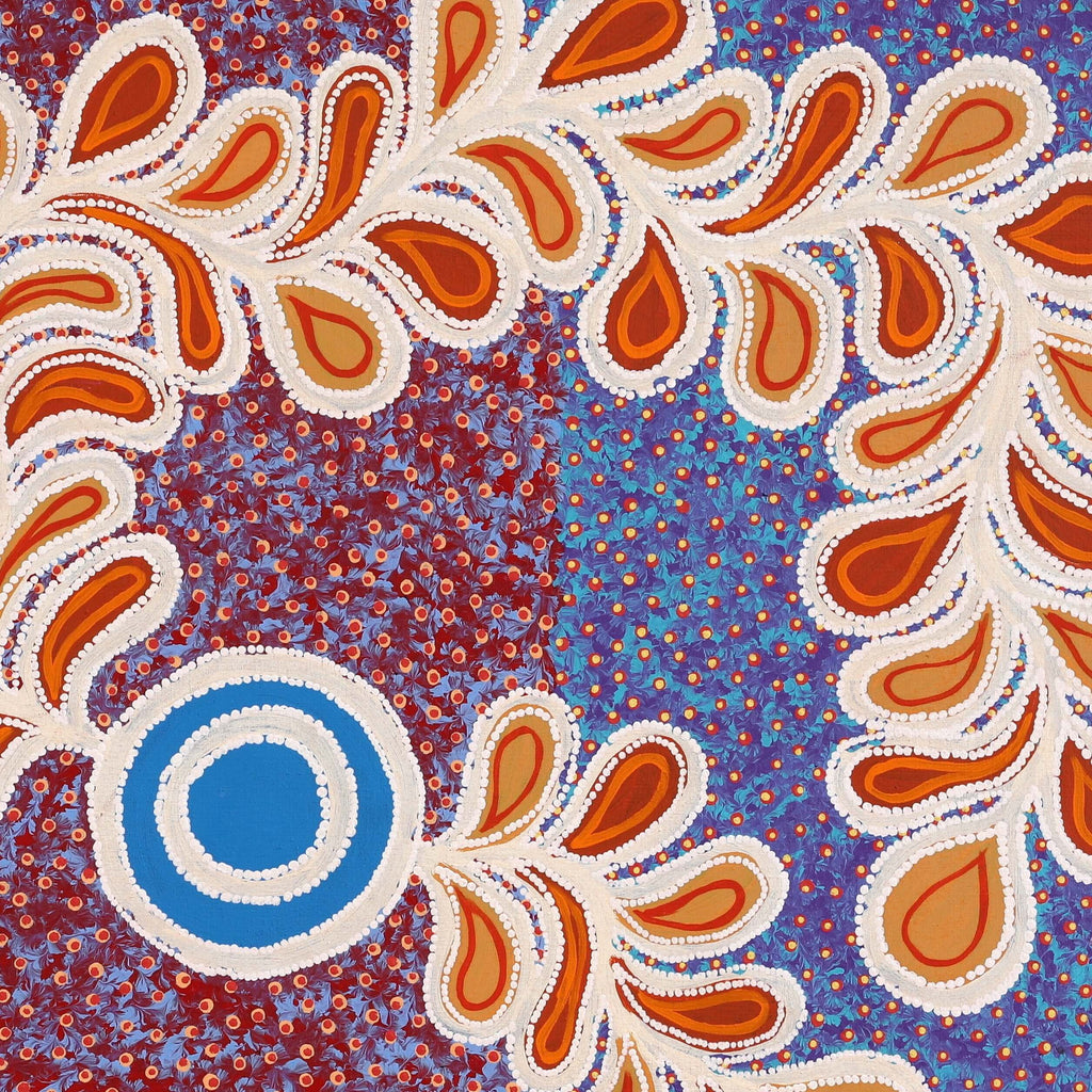 Aboriginal Artwork by Brenda Punytjina Armstrong, Honey Grevillea Dreaming, 91x91cm