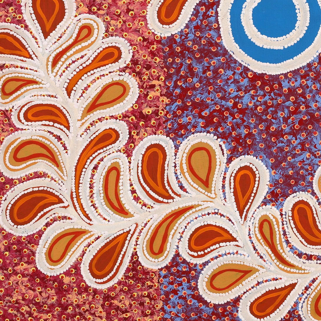 Aboriginal Artwork by Brenda Punytjina Armstrong, Honey Grevillea Dreaming, 91x91cm