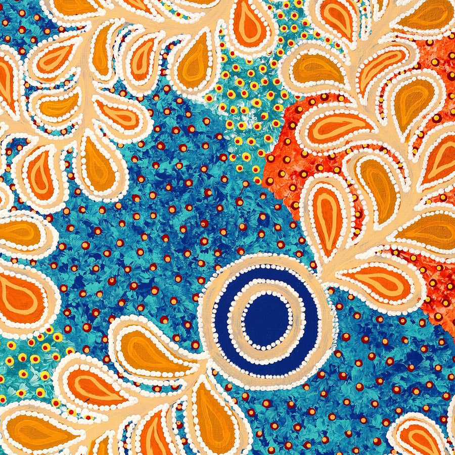 Aboriginal Artwork by Brenda Punytjina Armstrong, Kaliny-kalinypa / Ultukunpa Jukurrpa - Honey Grevillea Dreaming, 107x76cm