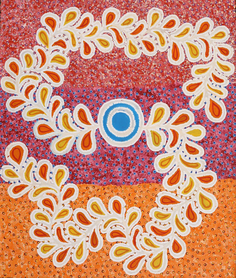 Aboriginal Artwork by Brenda Punytjina Armstrong, Kaliny-kalinypa / Ultukunpa Jukurrpa - Honey Grevillea Dreaming, 107x91cm