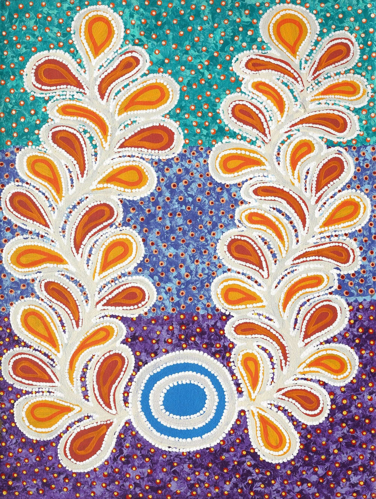 Aboriginal Artwork by Brenda Punytjina Armstrong, Kaliny-kalinypa / Ultukunpa Jukurrpa - Honey Grevillea Dreaming, 61x46cm