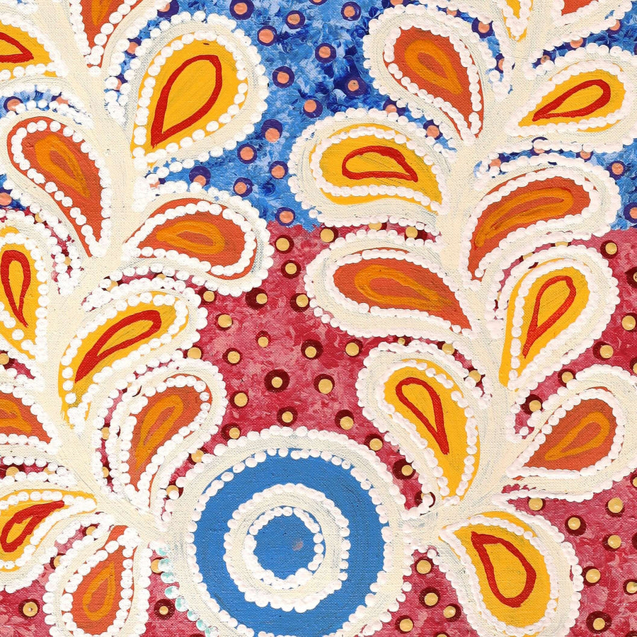 Aboriginal Artwork by Brenda Punytjina Armstrong, Kaliny-kalinypa / Ultukunpa Jukurrpa - Honey Grevillea Dreaming, 76x30cm