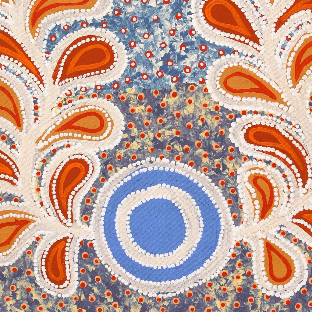 Aboriginal Artwork by Brenda Punytjina Armstrong, Kaliny-kalinypa / Ultukunpa Jukurrpa - Honey Grevillea Dreaming, 76x46cm