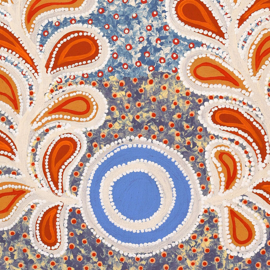 Aboriginal Artwork by Brenda Punytjina Armstrong, Kaliny-kalinypa / Ultukunpa Jukurrpa - Honey Grevillea Dreaming, 76x46cm