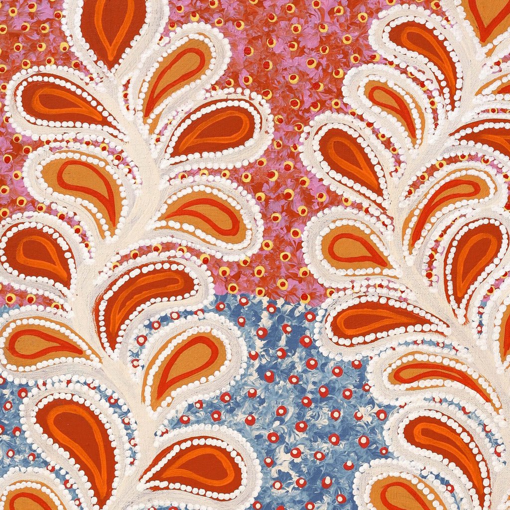 Aboriginal Artwork by Brenda Punytjina Armstrong, Kaliny-kalinypa / Ultukunpa Jukurrpa - Honey Grevillea Dreaming, 76x46cm