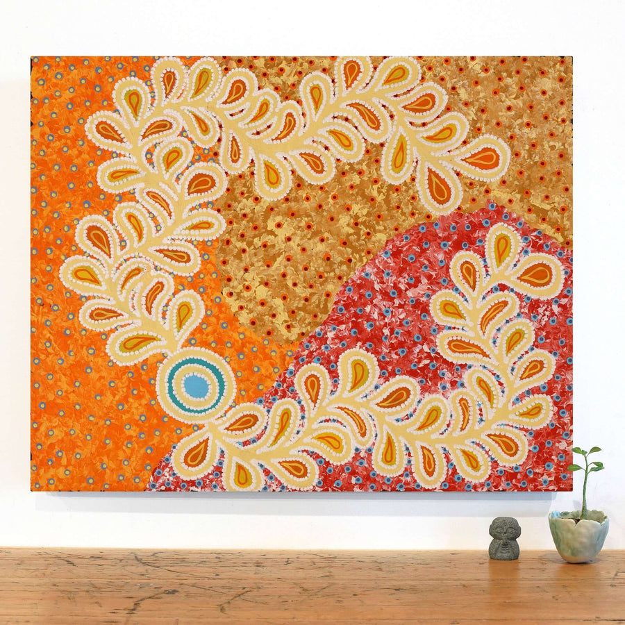 Aboriginal Artwork by Brenda Punytjina Armstrong, Kaliny-kalinypa / Ultukunpa Jukurrpa - Honey Grevillea Dreaming, 76x61cm
