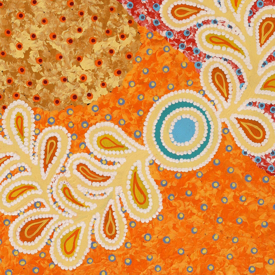 Aboriginal Artwork by Brenda Punytjina Armstrong, Kaliny-kalinypa / Ultukunpa Jukurrpa - Honey Grevillea Dreaming, 76x61cm