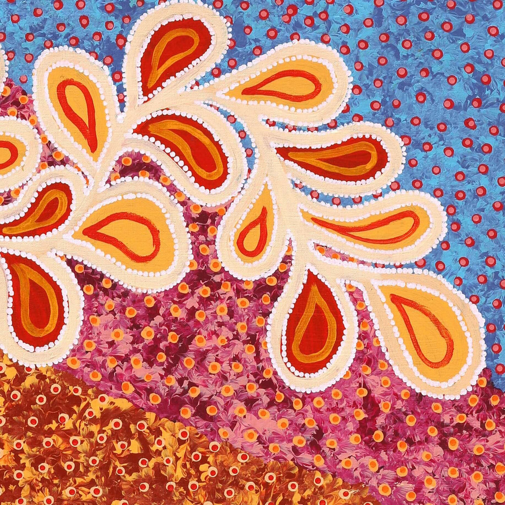 Aboriginal Artwork by Brenda Punytjina Armstrong, Kaliny-kalinypa / Ultukunpa Jukurrpa - Honey Grevillea Dreaming, 91x76cm