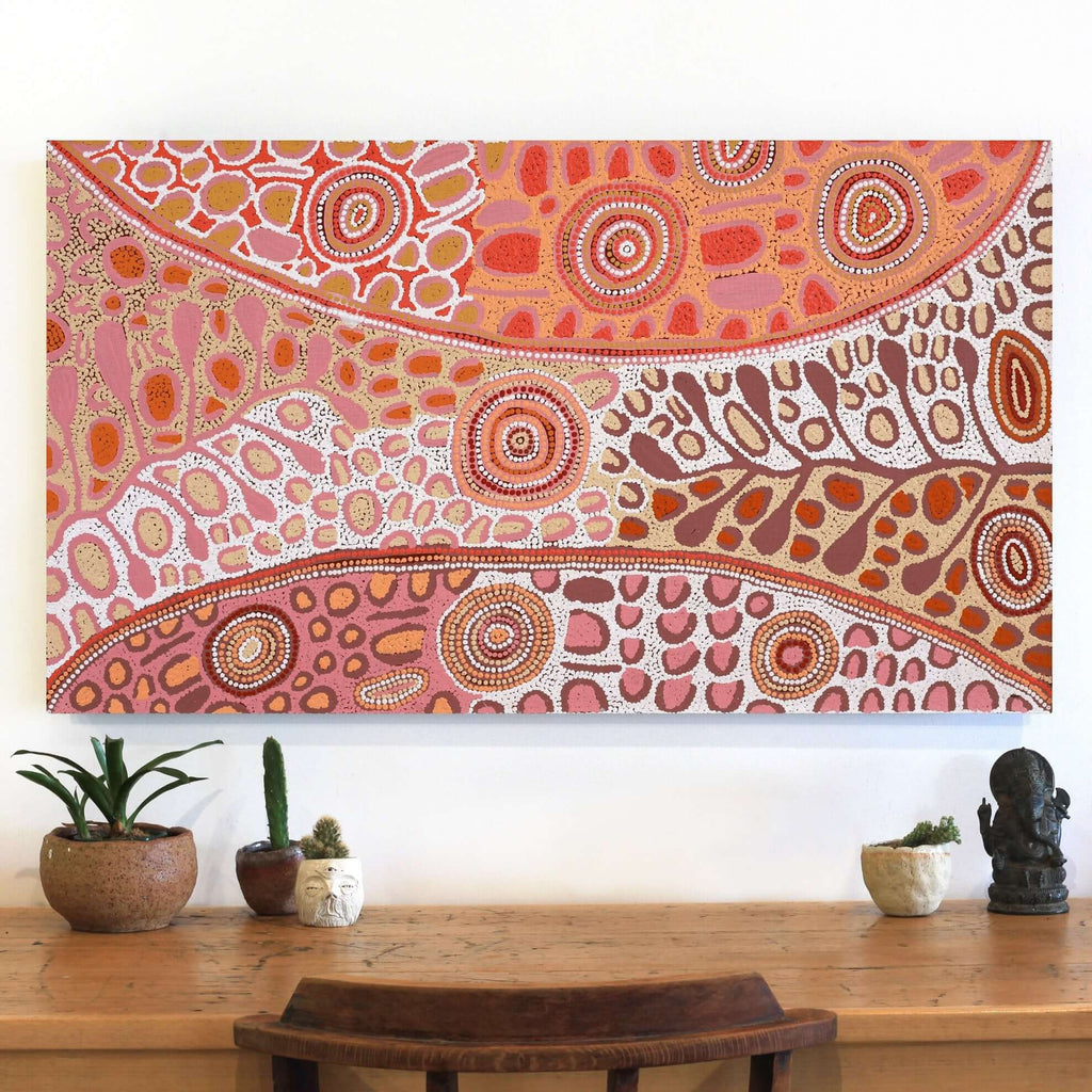 Aboriginal Art by Carol Nampijinpa Larry, Karnta Jukurrpa (Womens Dreaming), 107x61cm - ART ARK®