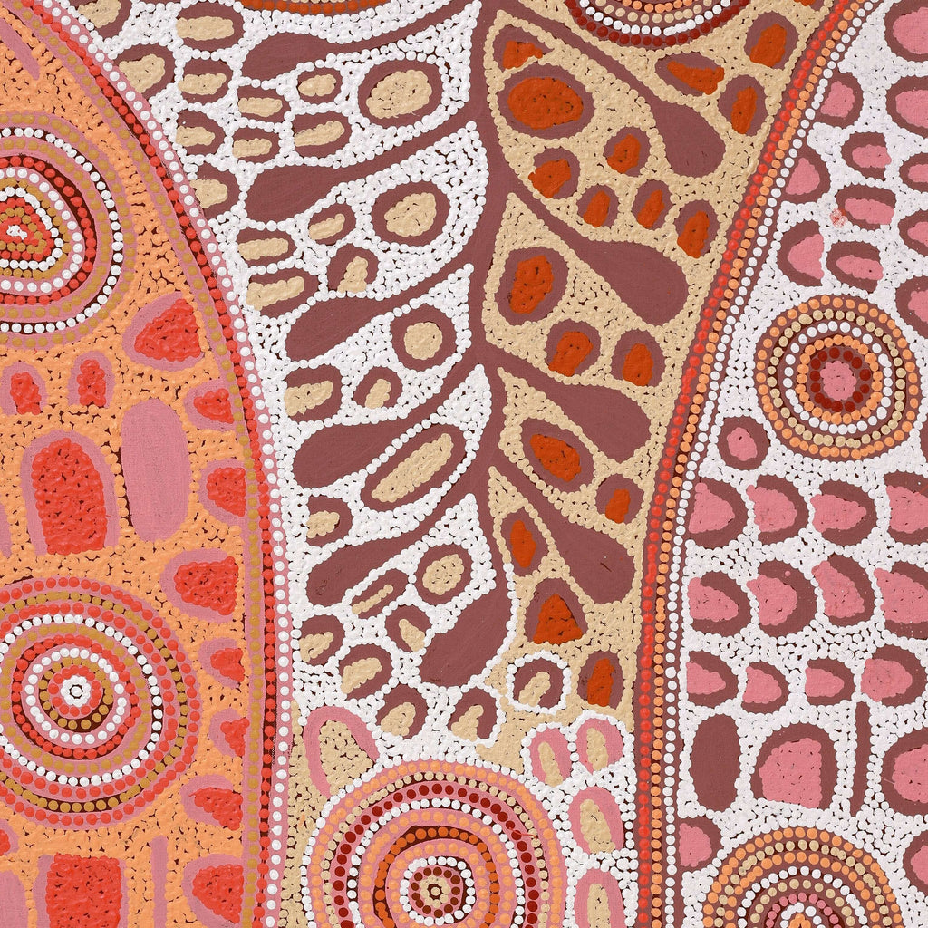 Aboriginal Artwork by Carol Nampijinpa Larry, Karnta Jukurrpa (Womens Dreaming), 107x61cm