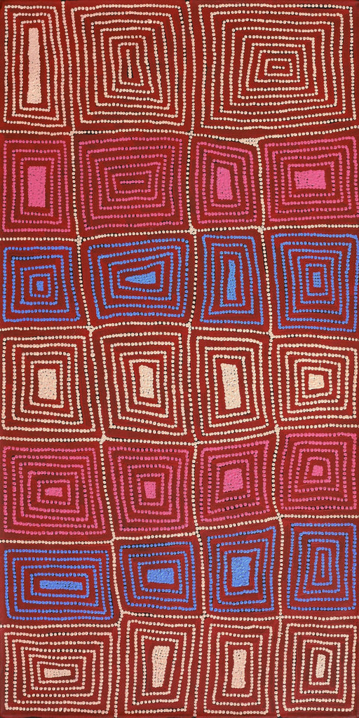 Aboriginal Artwork by Carol Nampijinpa Larry, Karnta Jukurrpa (Womens Dreaming), 122x61cm