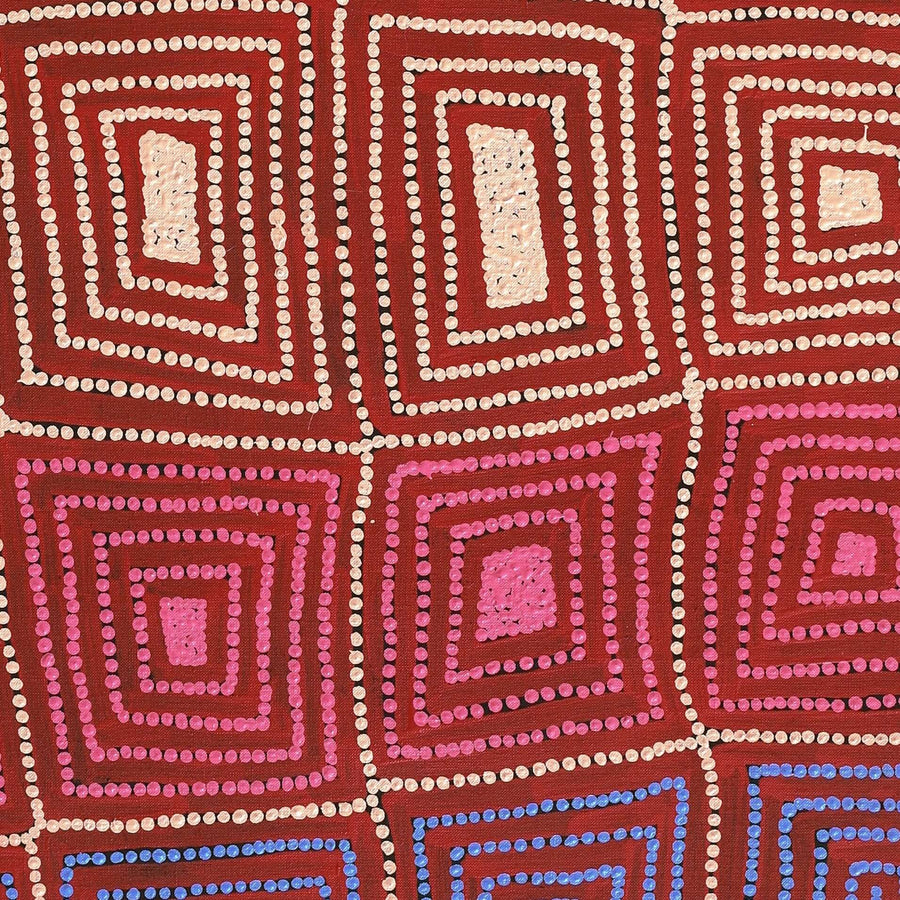Aboriginal Artwork by Carol Nampijinpa Larry, Karnta Jukurrpa (Womens Dreaming), 122x61cm