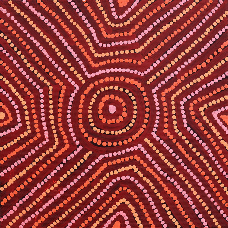 Aboriginal Artwork by Carol Nampijinpa Larry, Karnta Jukurrpa (Womens Dreaming), 30x30cm