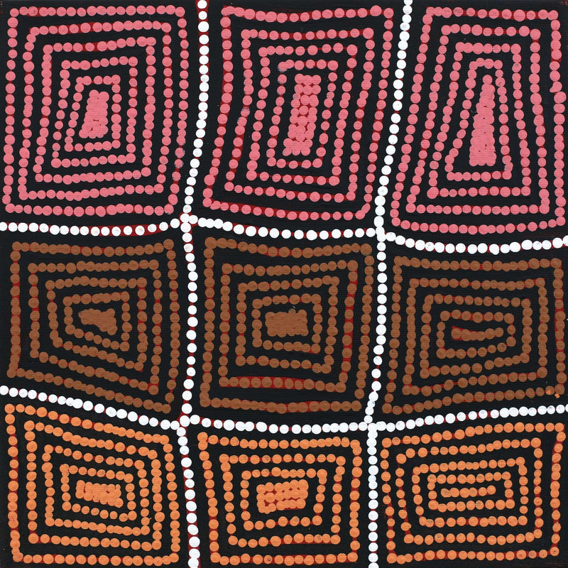 Aboriginal Artwork by Carol Nampijinpa Larry, Karnta Jukurrpa (Womens Dreaming), 30x30cm