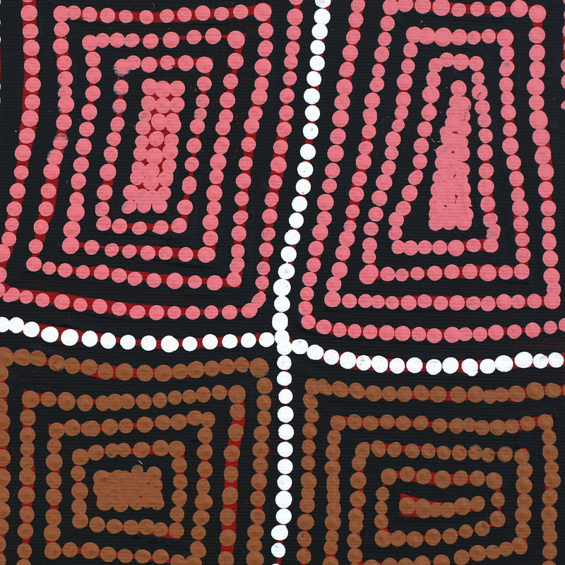 Aboriginal Artwork by Carol Nampijinpa Larry, Karnta Jukurrpa (Womens Dreaming), 30x30cm