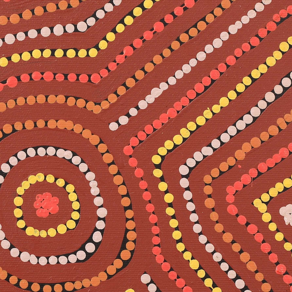 Aboriginal Artwork by Carol Nampijinpa Larry, Karnta Jukurrpa (Womens Dreaming), 30x30cm