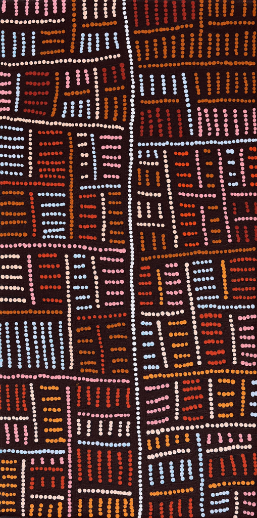 Aboriginal Artwork by Carol Nampijinpa Larry, Karnta Jukurrpa (Womens Dreaming), 61x30cm