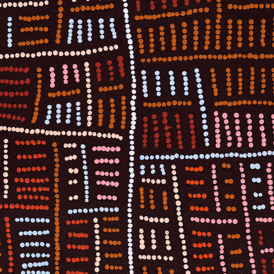 Aboriginal Artwork by Carol Nampijinpa Larry, Karnta Jukurrpa (Womens Dreaming), 61x30cm