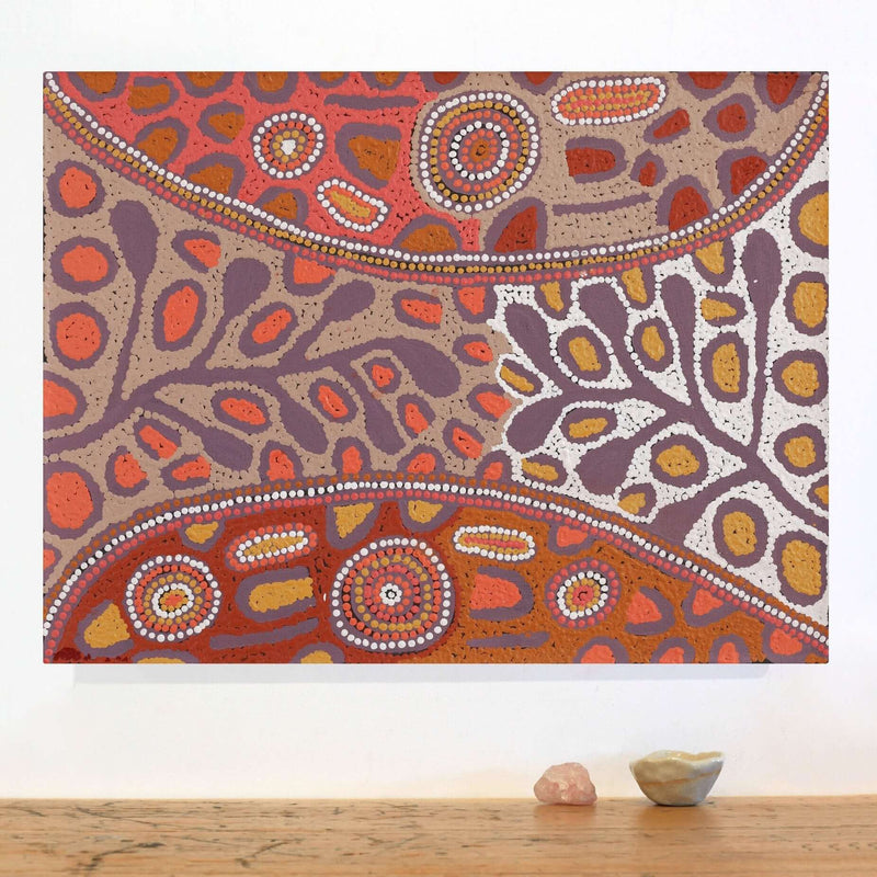 Aboriginal Artwork by Carol Nampijinpa Larry, Karnta Jukurrpa (Womens Dreaming), 61x46cm