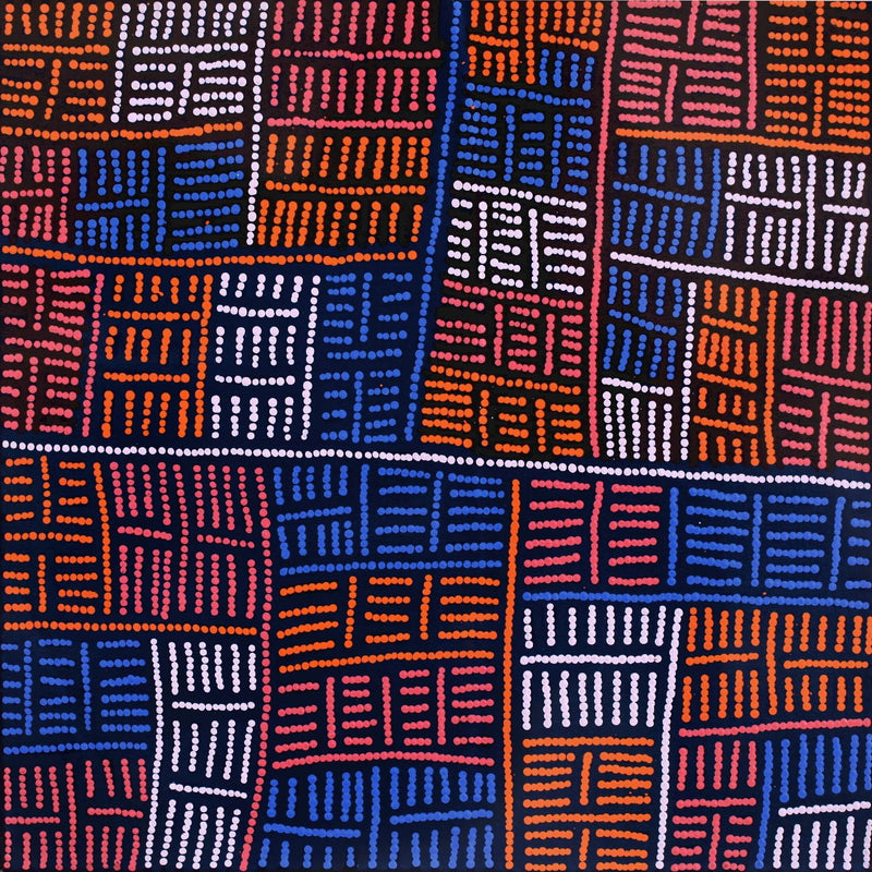 Aboriginal Artwork by Carol Nampijinpa Larry, Karnta Jukurrpa (Womens Dreaming), 61x61cm