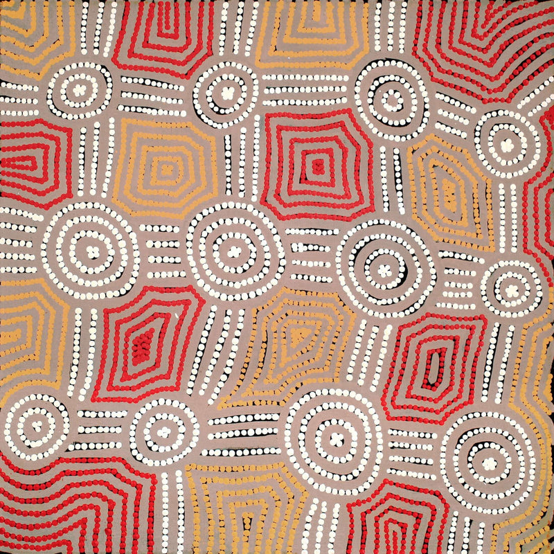 Aboriginal Artwork by Carol Nampijinpa Larry, Karnta Jukurrpa (Womens Dreaming), 61x61cm