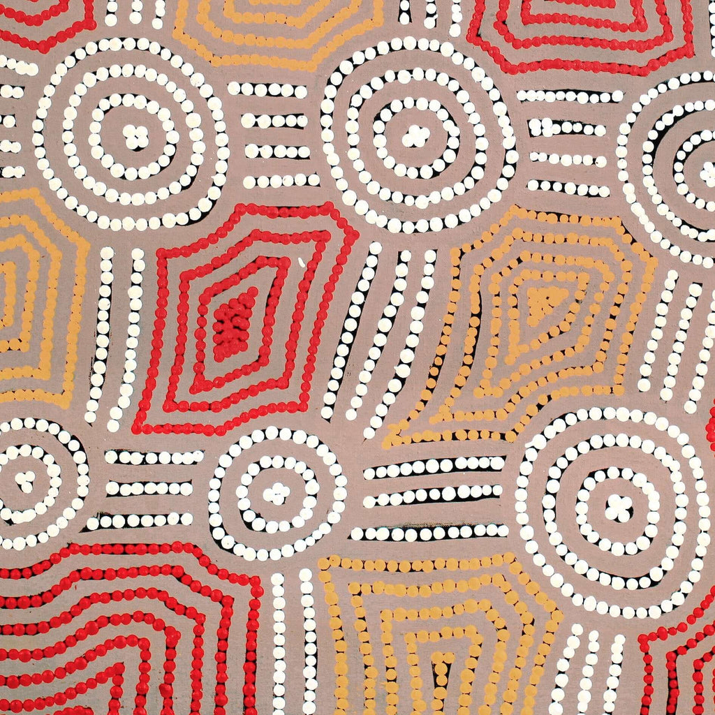 Aboriginal Artwork by Carol Nampijinpa Larry, Karnta Jukurrpa (Womens Dreaming), 61x61cm