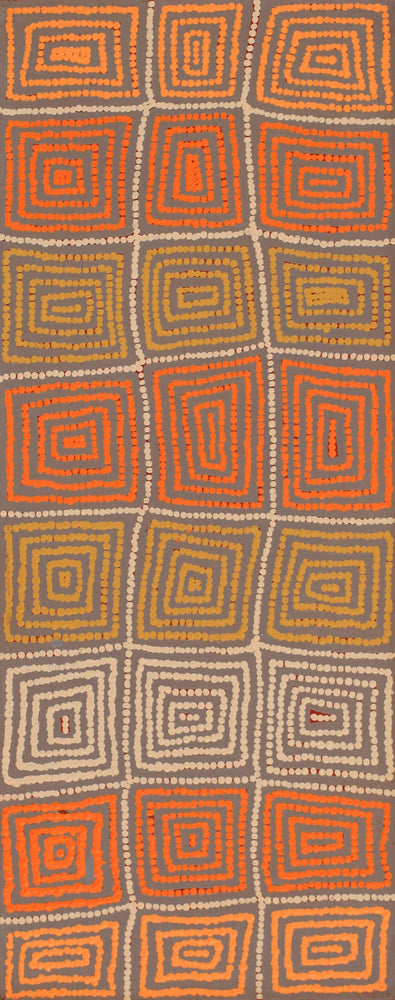 Aboriginal Artwork by Carol Nampijinpa Larry, Karnta Jukurrpa (Womens Dreaming), 76x30cm