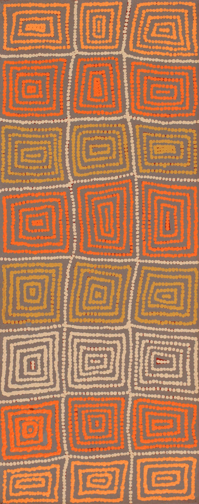 Aboriginal Artwork by Carol Nampijinpa Larry, Karnta Jukurrpa (Womens Dreaming), 76x30cm