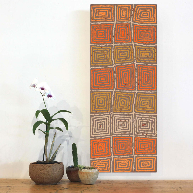 Aboriginal Artwork by Carol Nampijinpa Larry, Karnta Jukurrpa (Womens Dreaming), 76x30cm