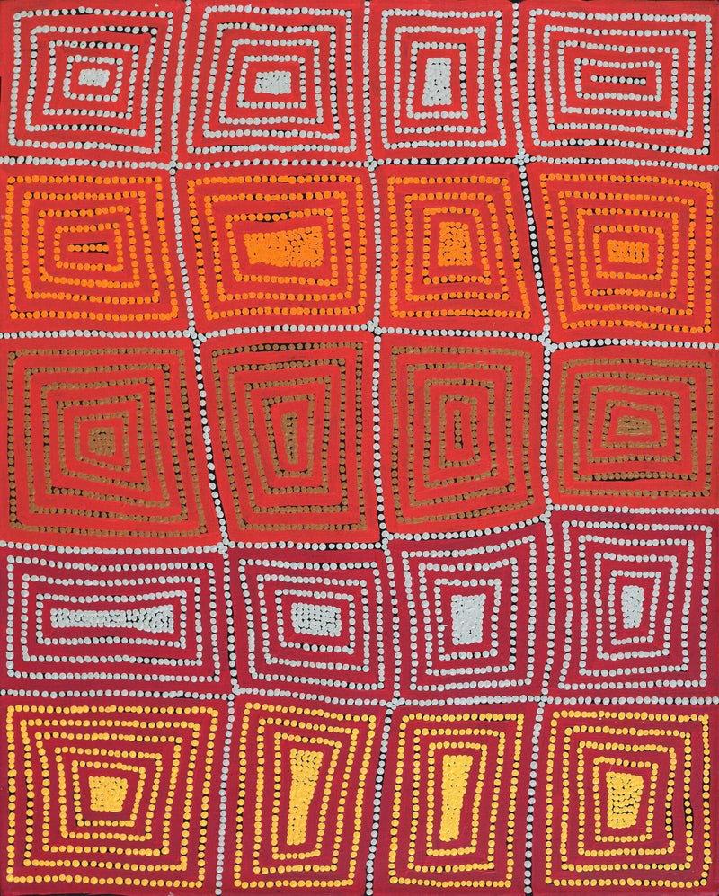 Aboriginal Artwork by Carol Nampijinpa Larry, Karnta Jukurrpa (Womens Dreaming), 76x61cm