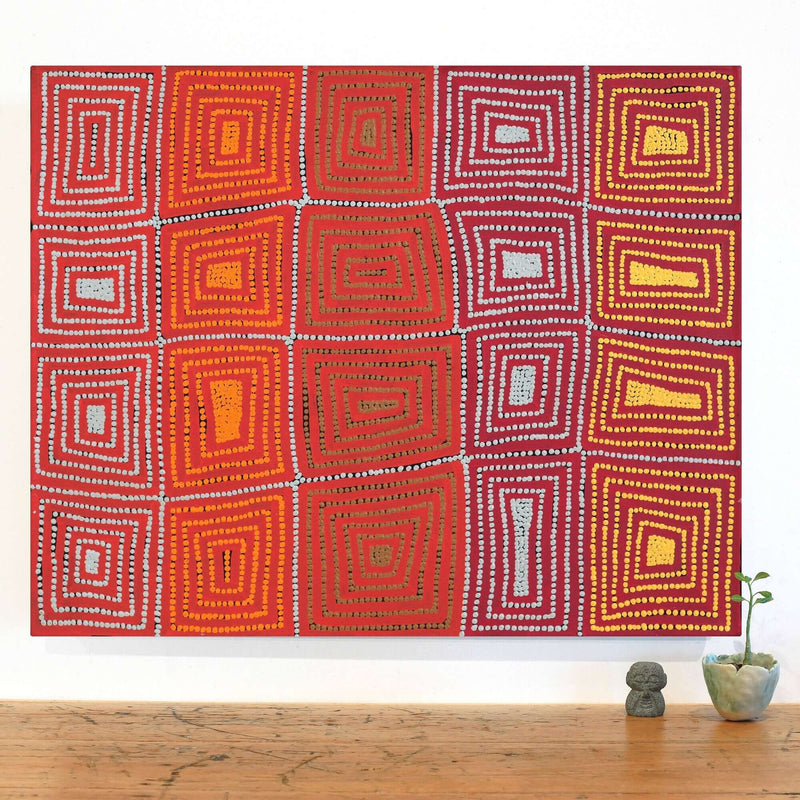 Aboriginal Artwork by Carol Nampijinpa Larry, Karnta Jukurrpa (Womens Dreaming), 76x61cm